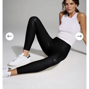 Commando Black Faux Leather Textured Leggings Medium